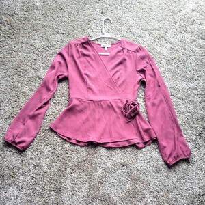 Monteau wrap long sleeve blouse size M